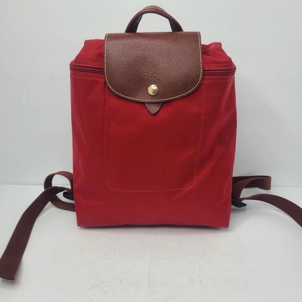 LONGCHAMP Le Pliage Nylon Foldable Backpack Red Minimalist Preppy Classic